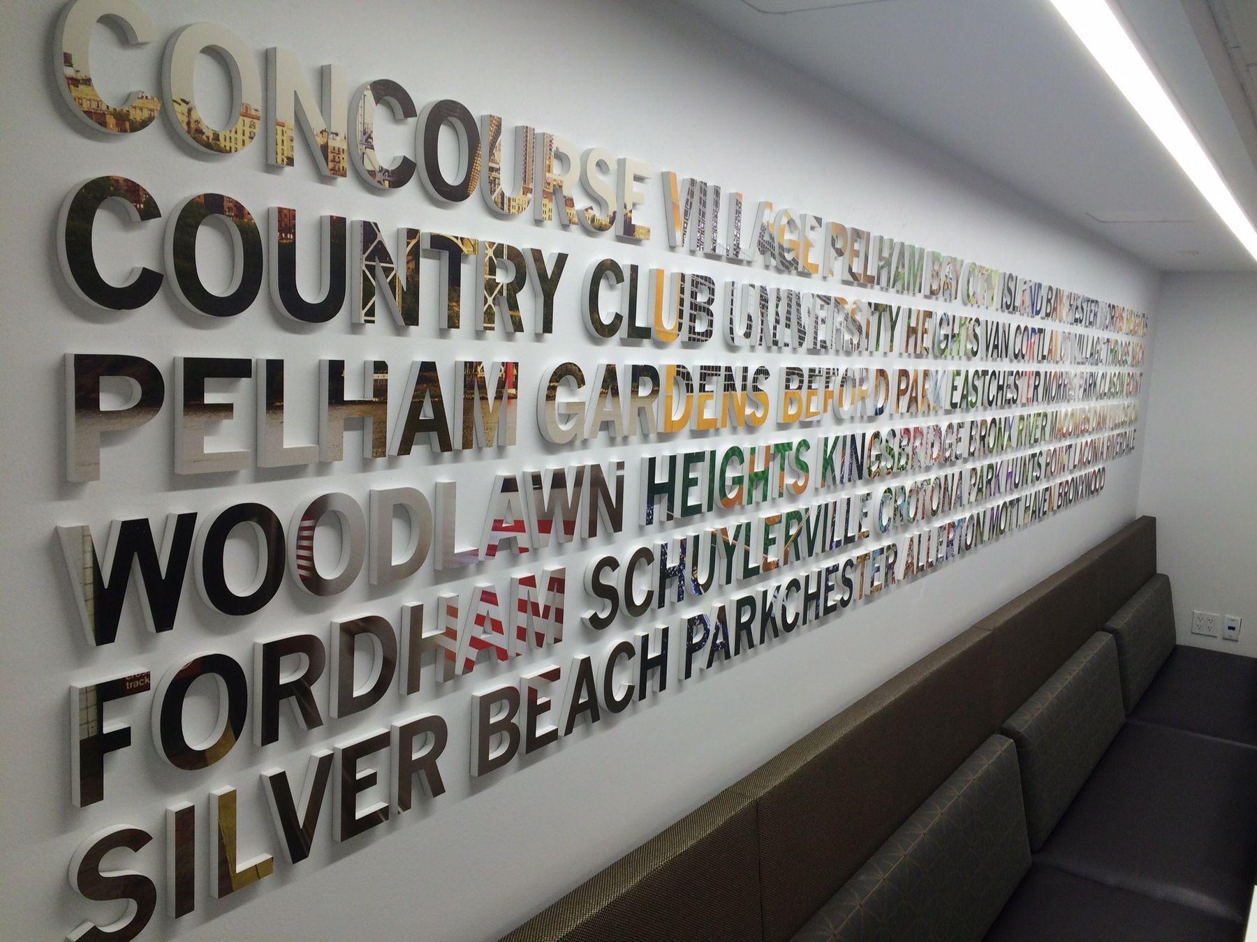 Dimensional lettering wall