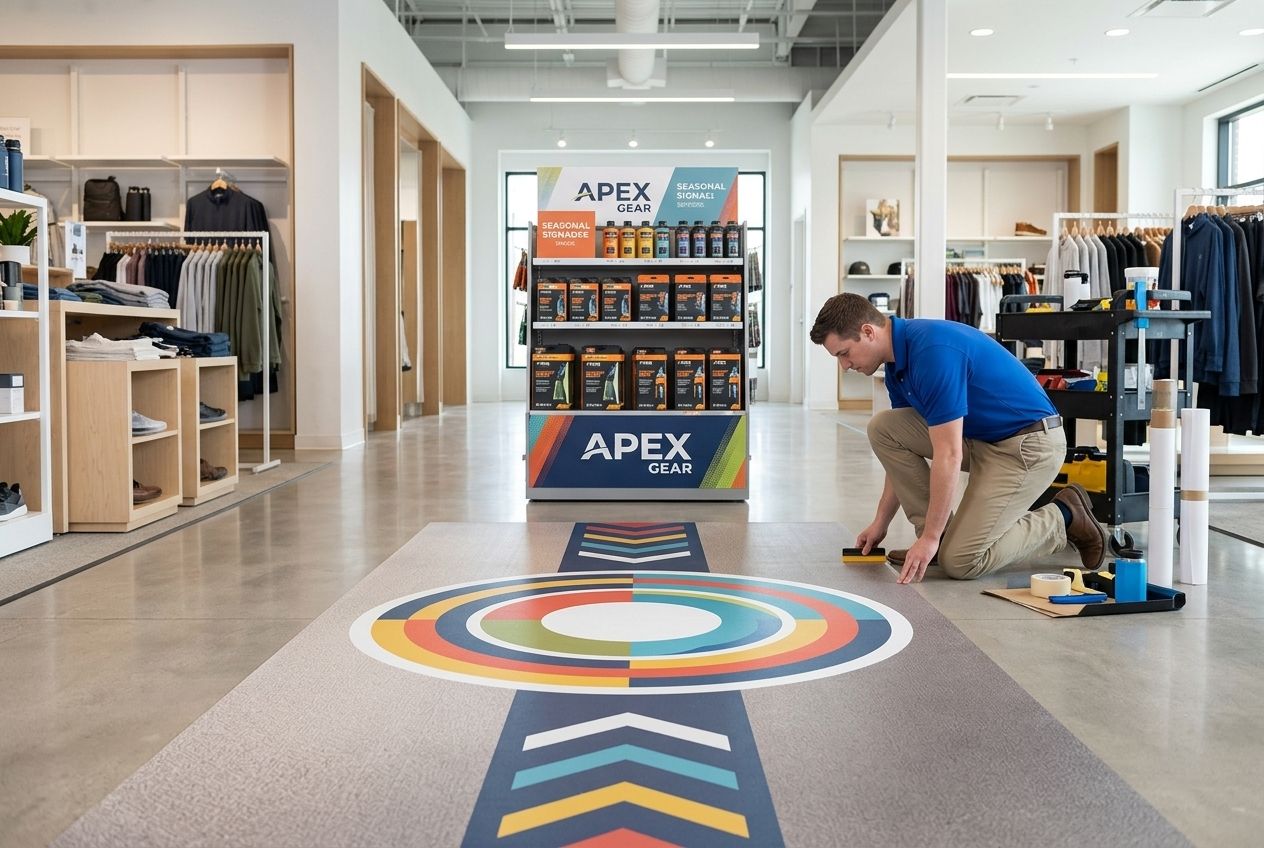 Installer floor graphics retail installed by NGI in Delaware