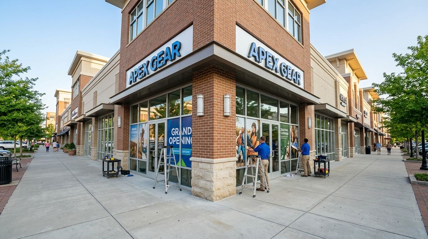 Graphic installation in Birmingham, Alabama: storefront and window graphics by NGI