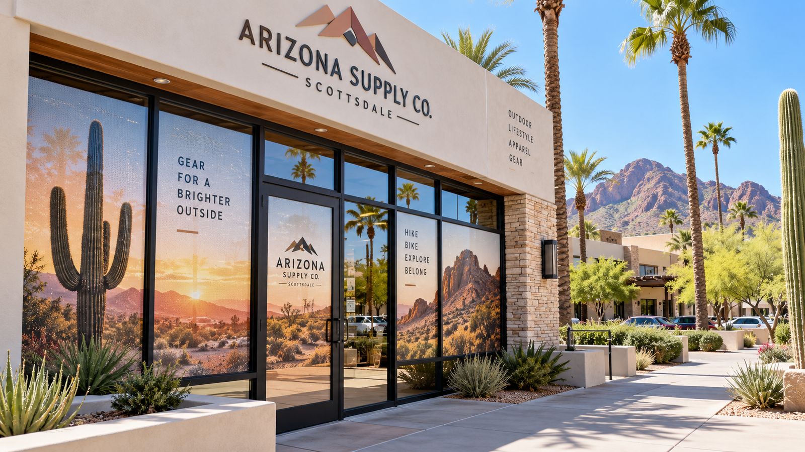 Graphic installation in Phoenix, Arizona: storefront and window graphics by NGI