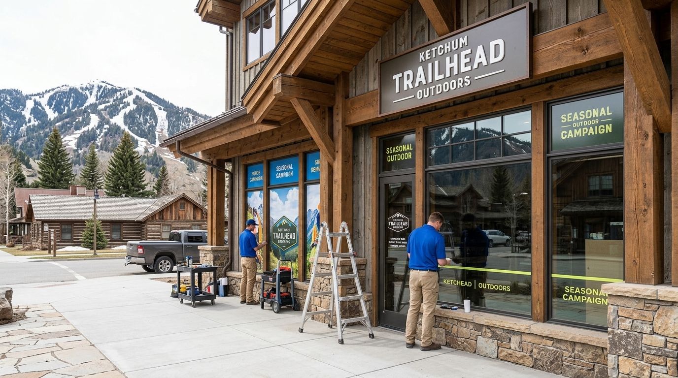 Graphic installation in Boise, Idaho: storefront and window graphics by NGI