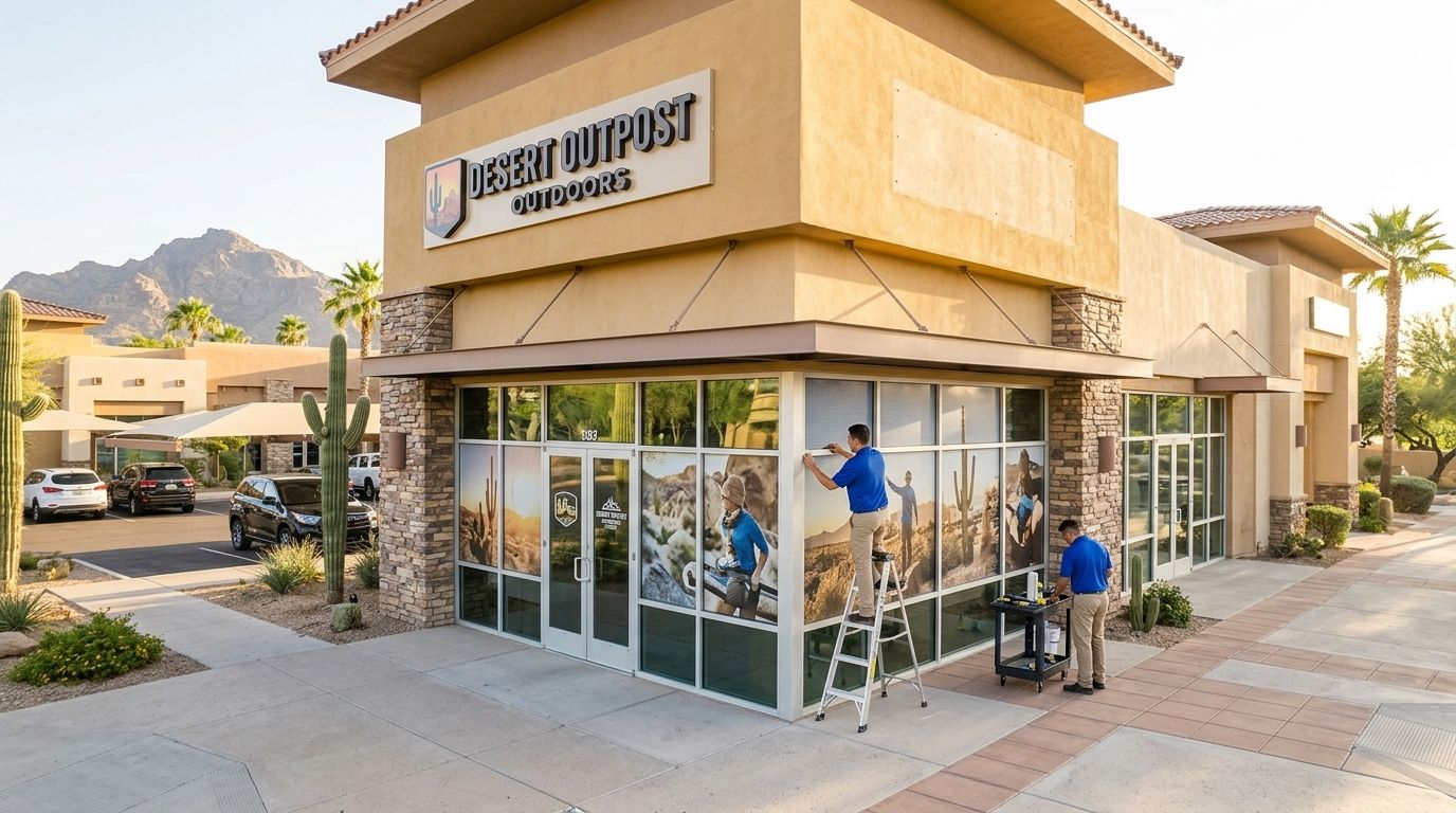 Graphic installation in Las Vegas, Nevada: storefront and window graphics by NGI