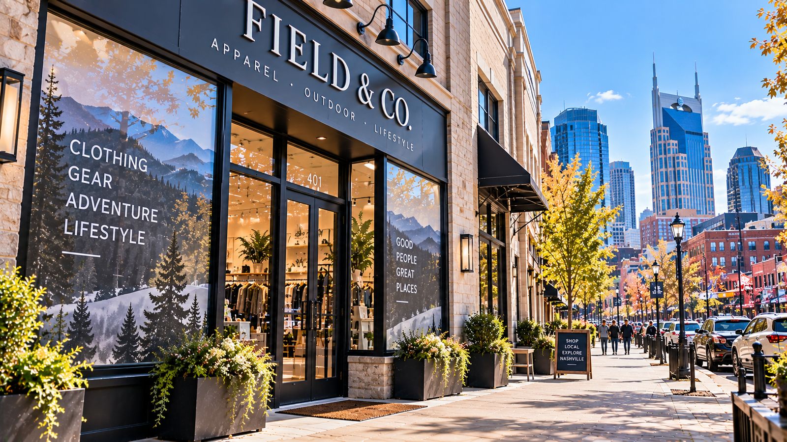 Graphic installation in Nashville, Tennessee: storefront and window graphics by NGI