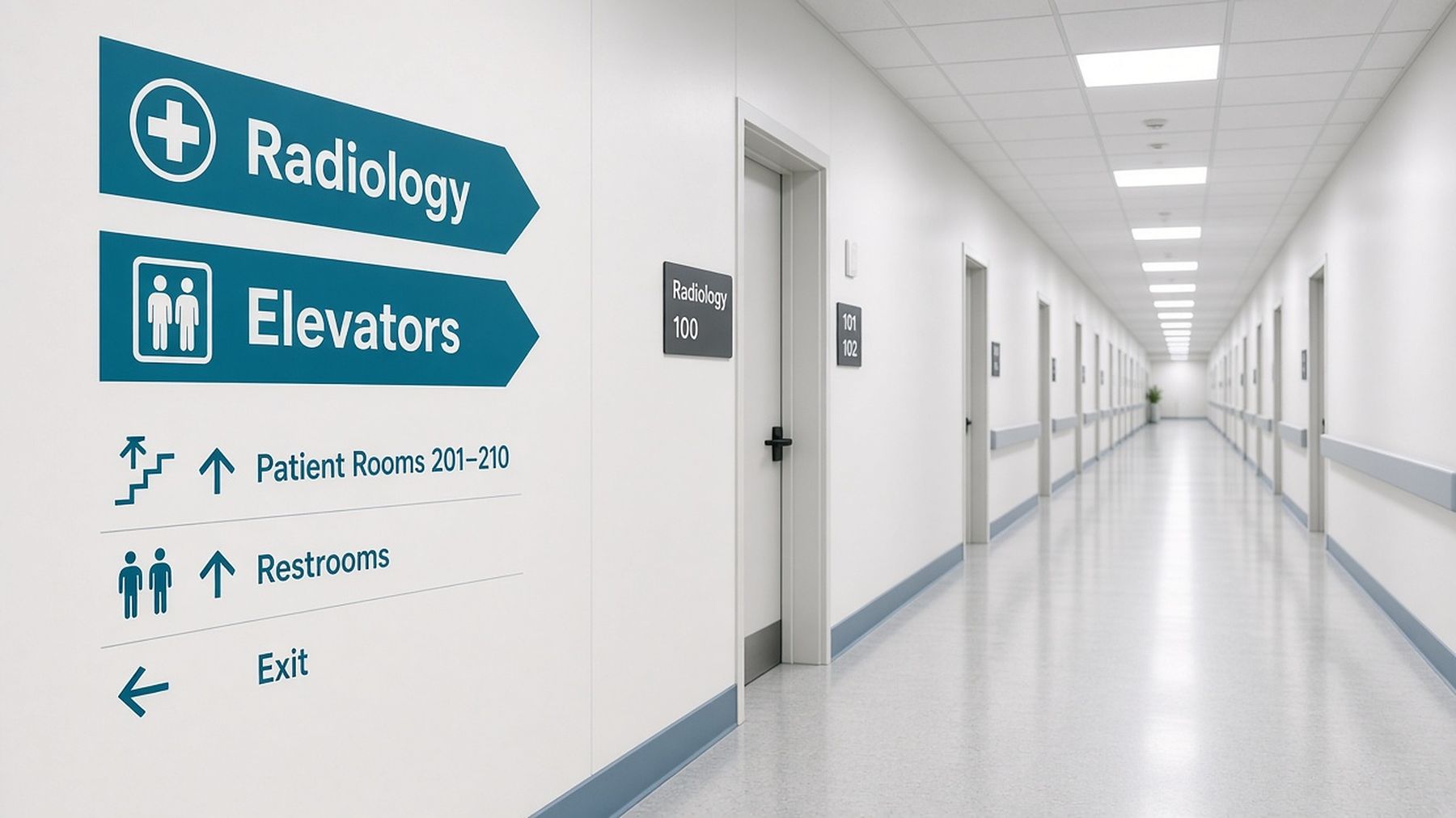 Hospital wayfinding signage